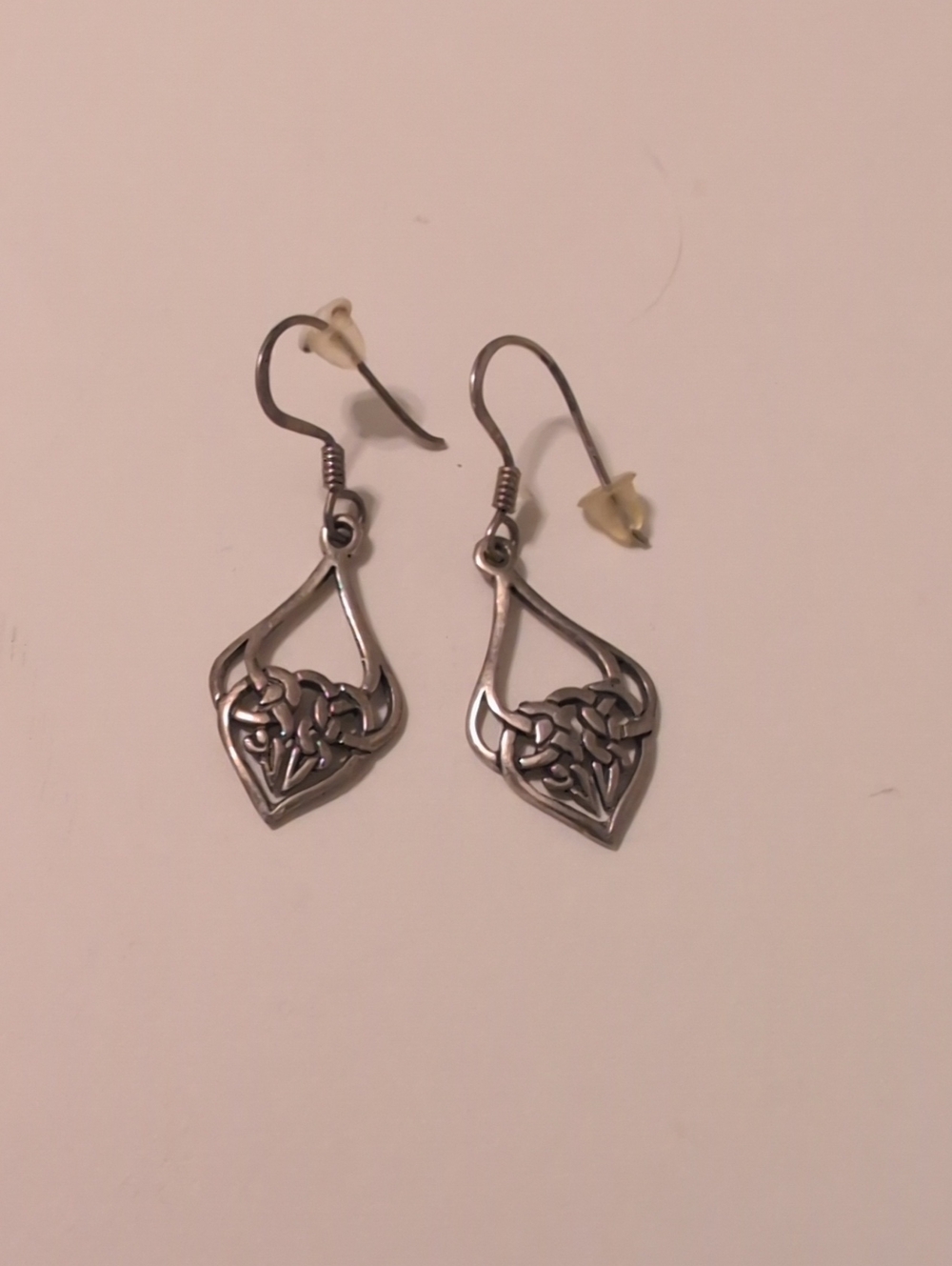 Sterling Silver Celtic Knot Drop Earrings - Silver